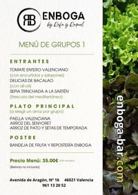 MENÚ 1 PARA GRUPOS ENBOGA-BAR MENÚ 1 PARA GRUPOS ENBOGA-BAR