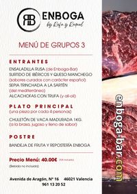 MENÚ 3 PARA GRUPOS ENBOGA-BAR MENÚ 3 PARA GRUPOS ENBOGA-BAR