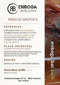 MENÚ 4 PARA GRUPOS ENBOGA-BAR MENÚ 4 PARA GRUPOS ENBOGA-BAR