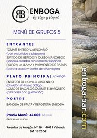 MENÚ 5 PARA GRUPOS ENBOGA-BAR MENÚ 5 PARA GRUPOS ENBOGA-BAR