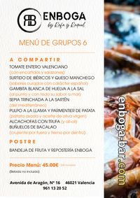MENÚ 6 PARA GRUPOS ENBOGA-BAR