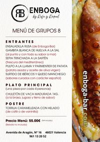 MENÚ 8 PARA GRUPOS ENBOGA-BAR